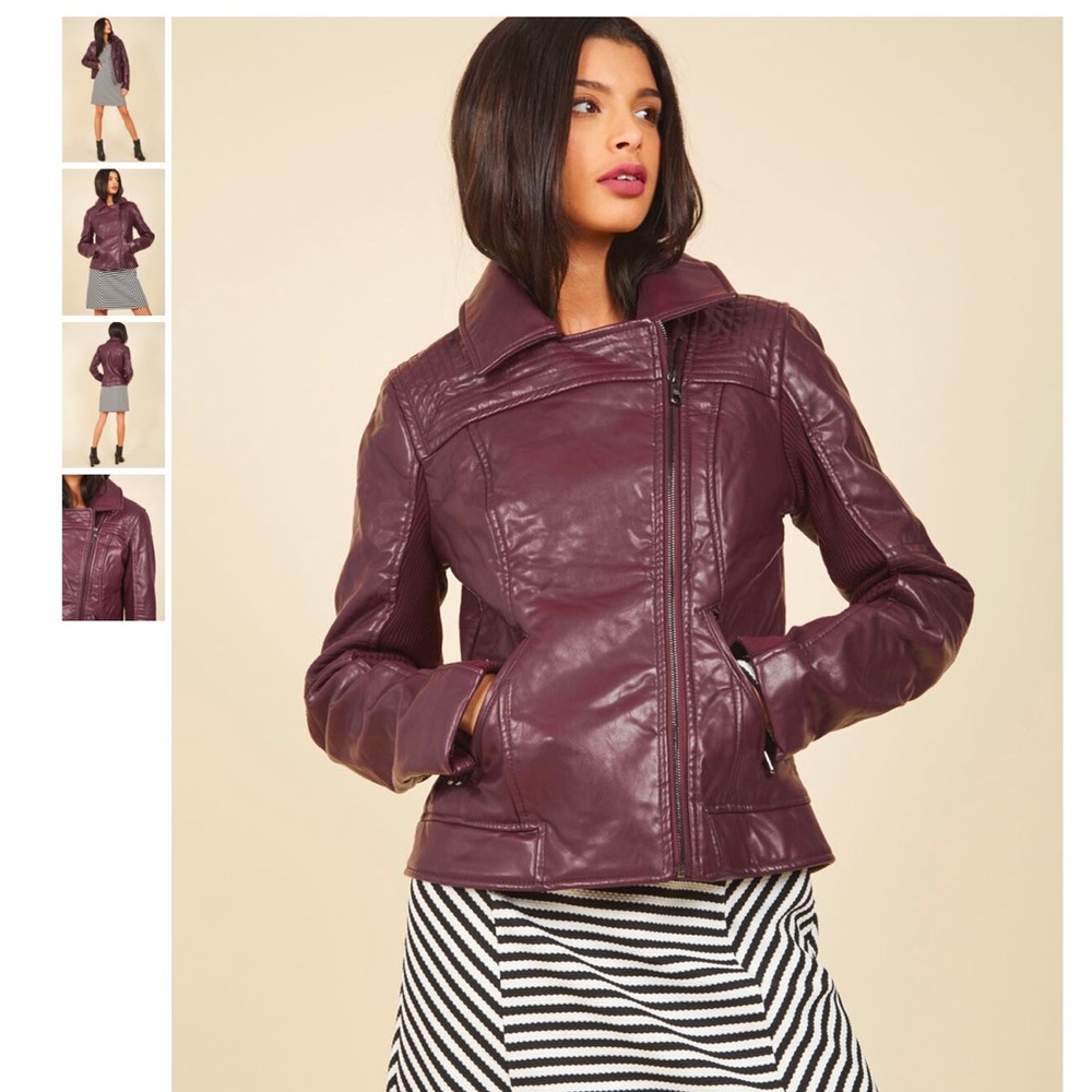 Moto You Than Meets the Eye Jacket in Raisin in XL